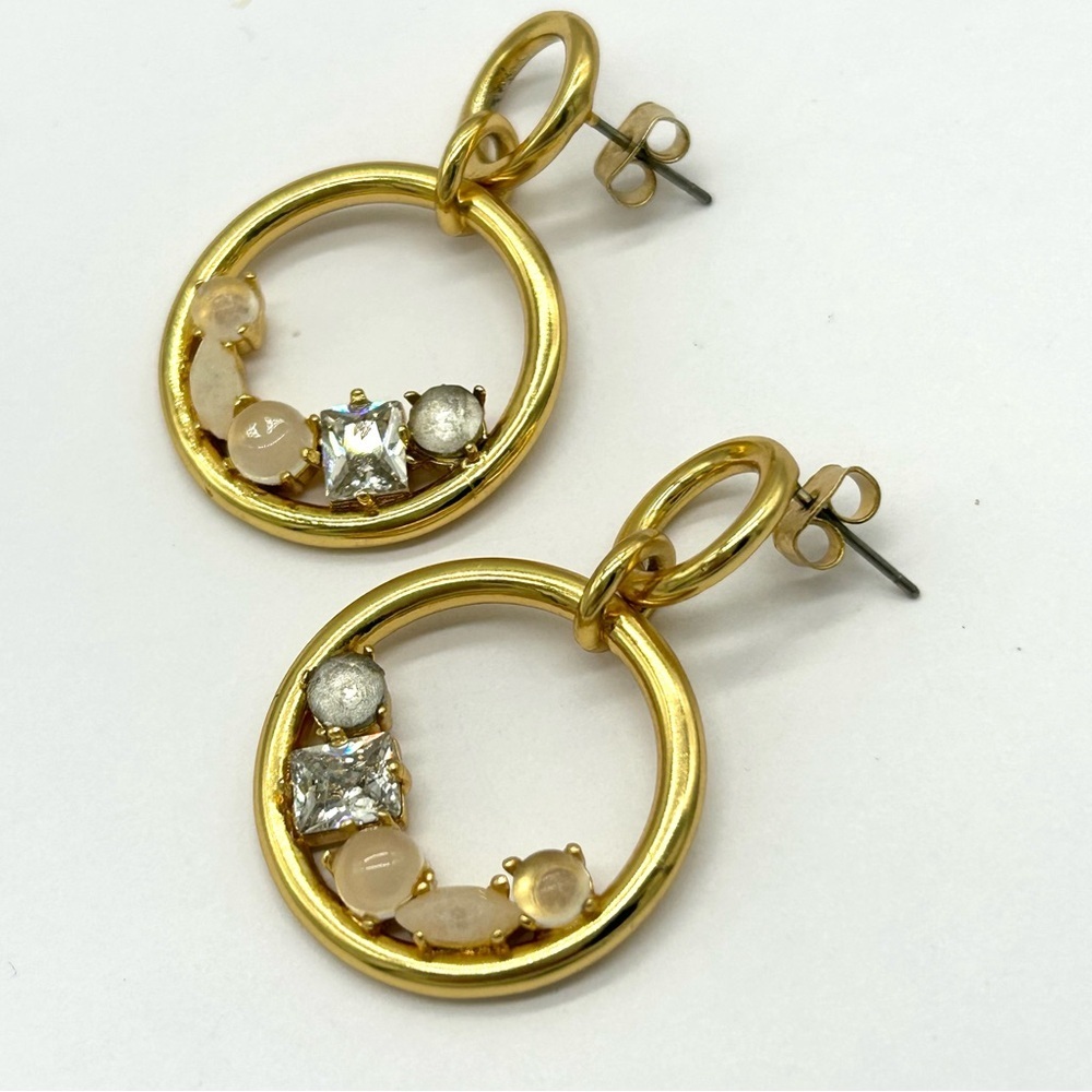 J. Crew Jeweled Drop Hoop Earrings